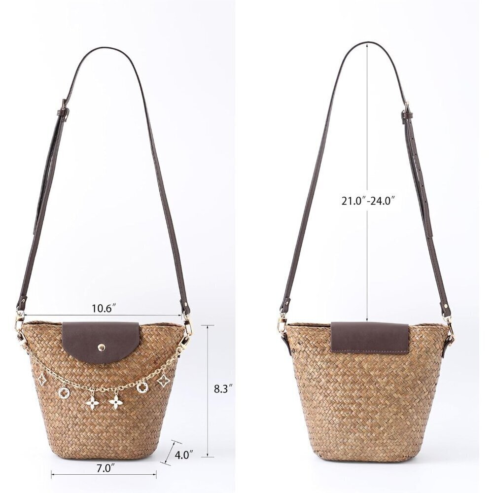 Women's Straw Crossbody Bag Eco Friendly Durable Travel Shopping Beach - Picture 8 of 8